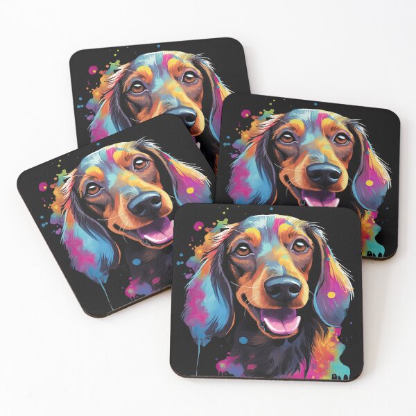 Item preview, cute colorful dachshund dog in pop art style designed and sold by WallyPink.