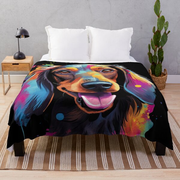 Item preview, cute colorful dachshund dog in pop art style designed and sold by WallyPink.
