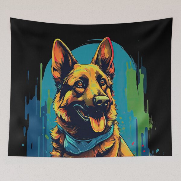 Item preview, colorful German Shepherd PopArt Style dog designed and sold by WallyPink.