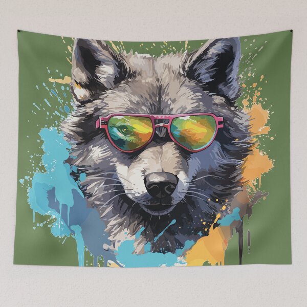 Item preview, Colourful/Colorful wolf with sunglasses 03 designed and sold by Batch-C91.