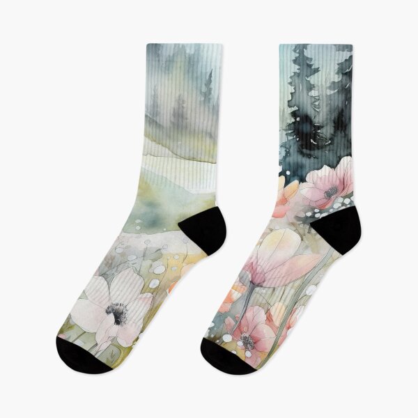 Item preview, Boreal watercolor colorful wild flowers meadow designed and sold by etherElric.