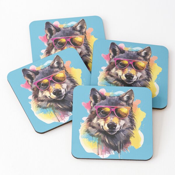 Item preview, Colourful/Colorful wolf with sunglasses 06 designed and sold by Batch-C91.