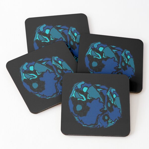 Item preview, Abstract round blue curves (black background) designed and sold by MentaLee.