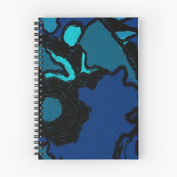 Item preview, Abstract round blue curves (black background) designed and sold by MentaLee.