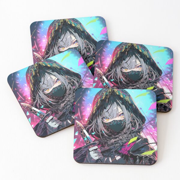 Item preview, Cool Neon Knife Wielding Assassin Anime Girl designed and sold by bubblegoth.