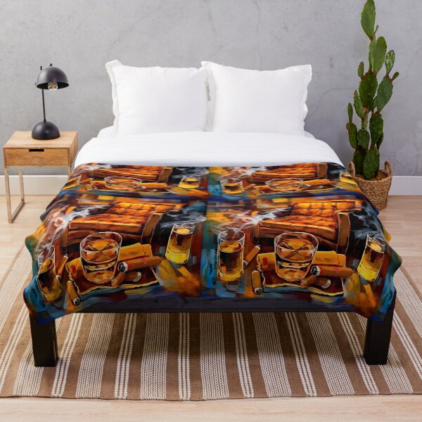Item preview, Slow Burn Elegance - Whiskey and Cigar Lounge Abstract in Vivid Colors designed and sold by OlfactoART Studio.