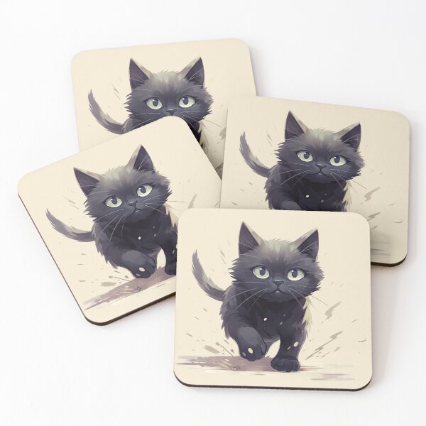 Item preview, little black street cat, cute cat in anime style designed and sold by WallyPink.
