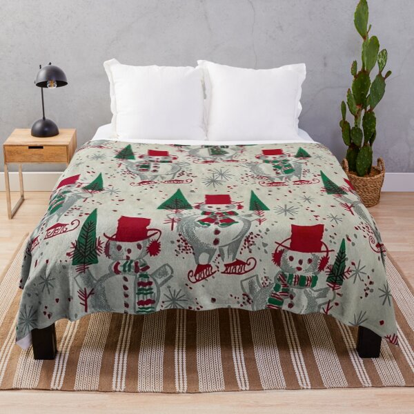 Item preview, Vintage Holiday Snowman with Christmas Trees designed and sold by Morganatic.