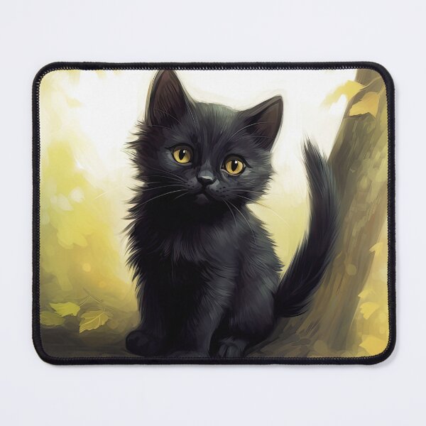 Item preview, sweet black kitten, cute cat in anime style designed and sold by WallyPink.