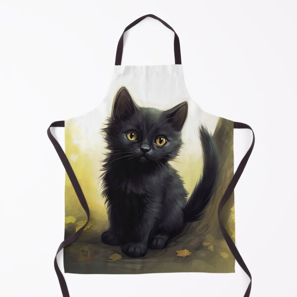 Item preview, sweet black kitten, cute cat in anime style designed and sold by WallyPink.