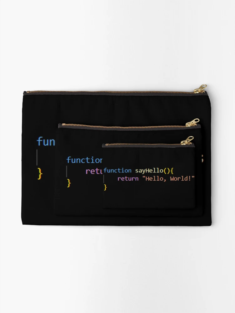 Thumbnail 2 of 4, Zipper Pouch, JavaScript Greetings - "Hello, World!" designed and sold by Photoshop Is My Passion.