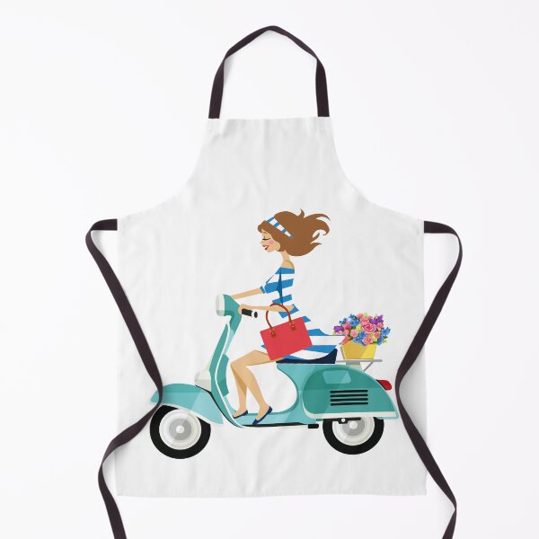 Item preview, Blue Scooter Girl with Flowers designed and sold by EvTheOne.