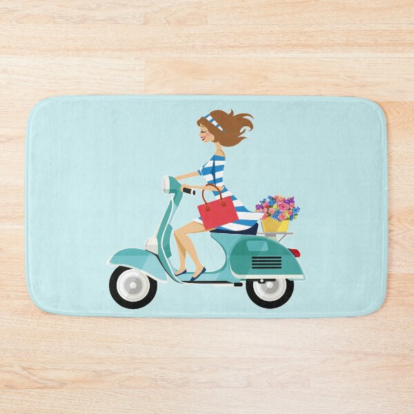 Item preview, Blue Scooter Girl with Flowers designed and sold by EvTheOne.