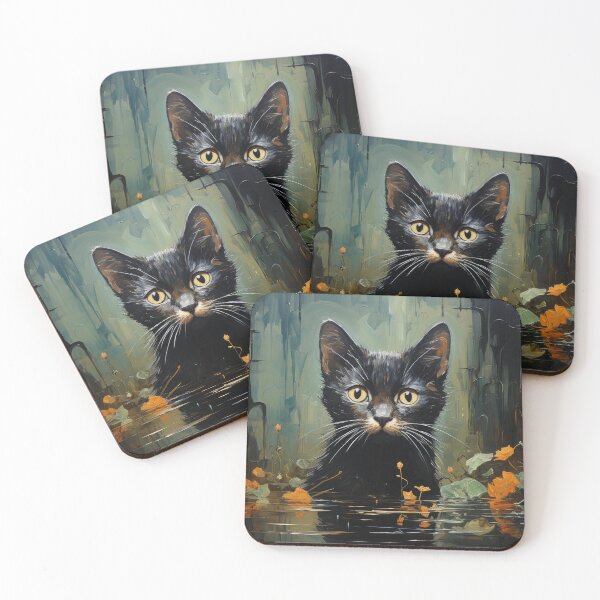 Item preview, black cute cat painting designed and sold by WallyPink.