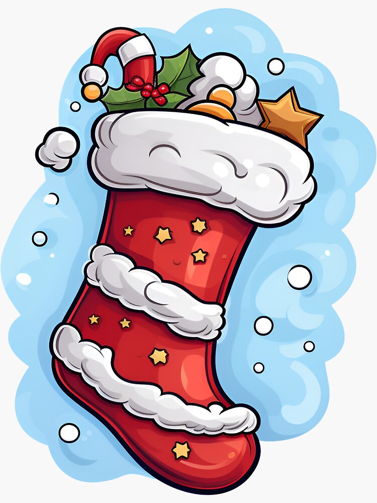 Cartoon Style Christmas Gifts Painting Drawing Logo Sticker, wall arts, Art  Prints and More Sticker for Sale by Kevin Lou