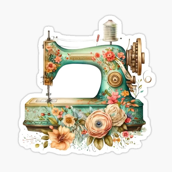 Vista previa del artículo con la obra «Acuarela Vintage Antigua Máquina De Coser Florales», diseñado y vendido por AKAliceArts4289.
