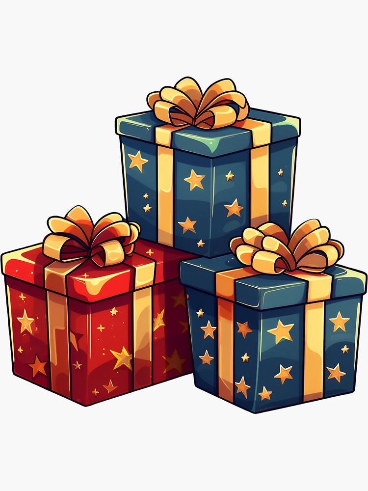 Cartoon Style Christmas Gifts Painting Drawing Logo Sticker, wall arts, Art  Prints and More Sticker for Sale by Kevin Lou