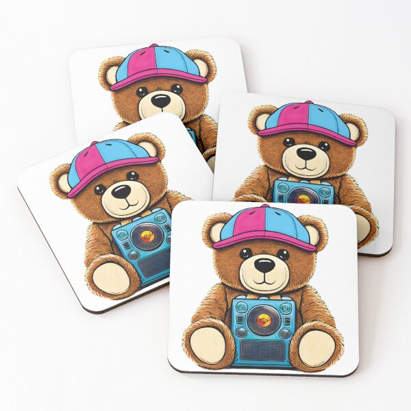 Item preview, Teddy bear holding a radio wearing a rapper style cap funny, streetwear art GRAFFITI designed and sold by PrintyArts.