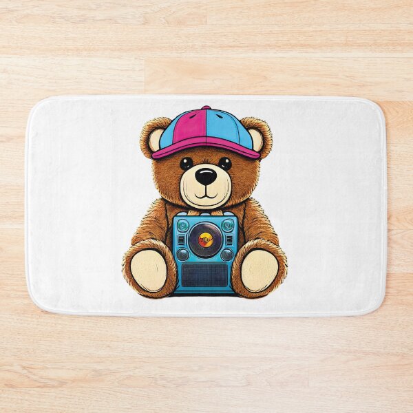 Item preview, Teddy bear holding a radio wearing a rapper style cap funny, streetwear art GRAFFITI designed and sold by PrintyArts.