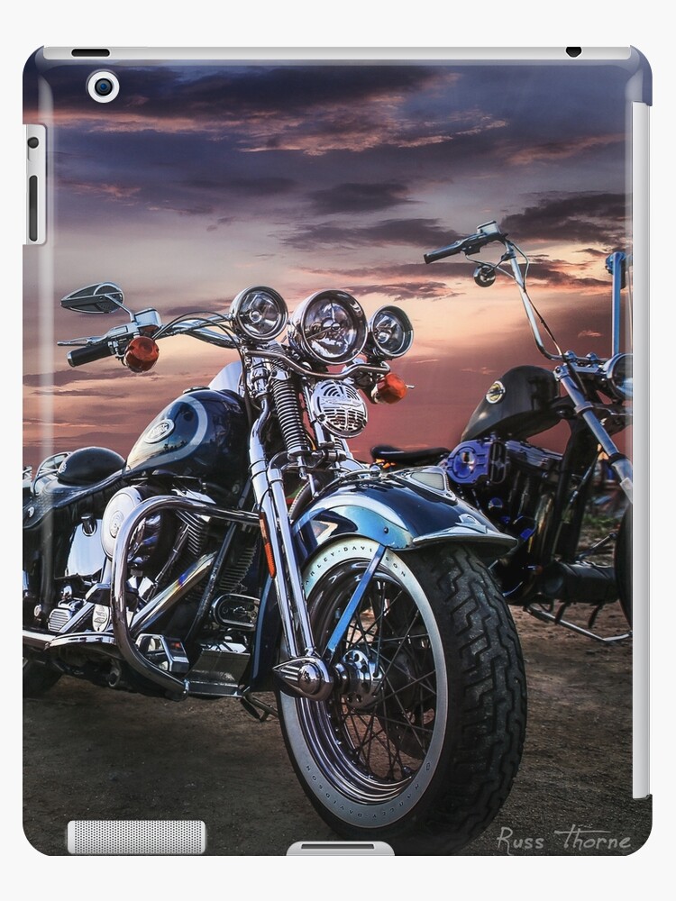 Funda y vinilo para «Harley Davidson hermosa puesta de sol» de wrassell | Redbubble