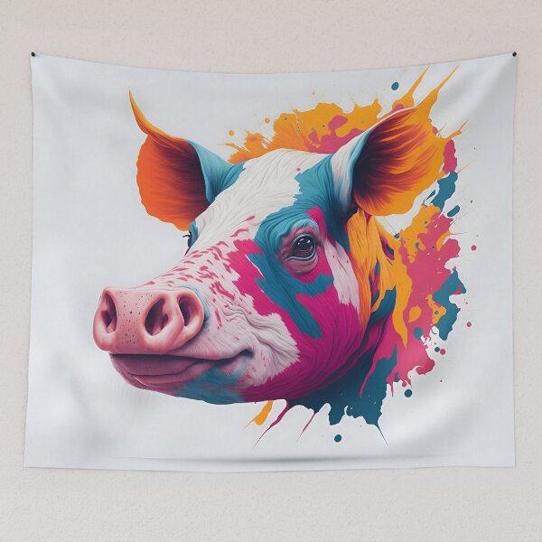 Item preview, "Vibrant Realism: Captivating Pig's Head Artwork Exploding with Colorful Energy" designed and sold by Best-Art-32.