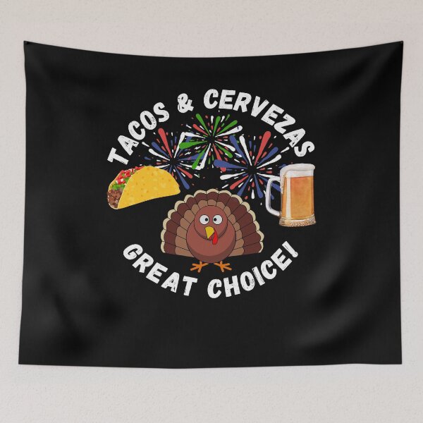 Item preview, Tacos and Cervezas, Tacos and Beer, Save A Turkey, Funny Thanksgiving designed and sold by karlsageder.