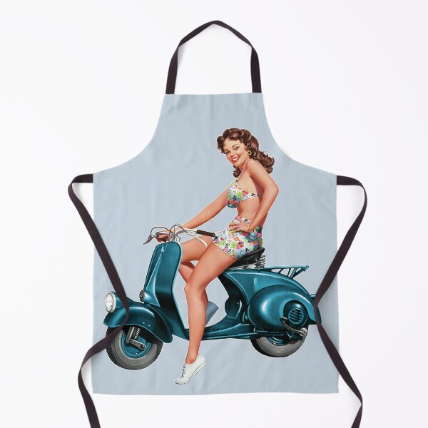Item preview, Cute Girl on Vintage Blue Motor Scooter designed and sold by EvTheOne.