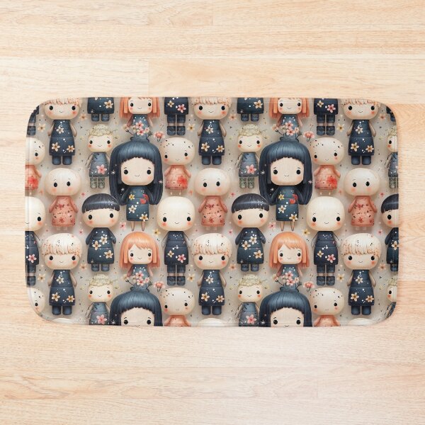 Item preview, Kawaii Kokeshi Dolls digital paper Seamless designed and sold by Khun-Teera.