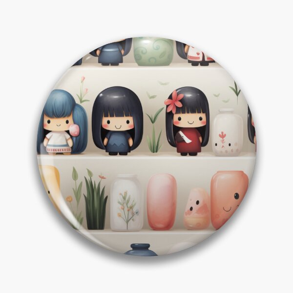 Item preview, Kawaii Kokeshi Dolls digital paper Seamless designed and sold by Khun-Teera.