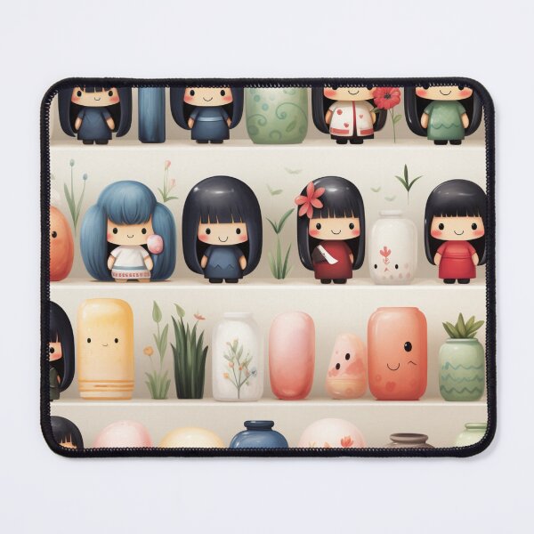 Item preview, Kawaii Kokeshi Dolls digital paper Seamless designed and sold by Khun-Teera.