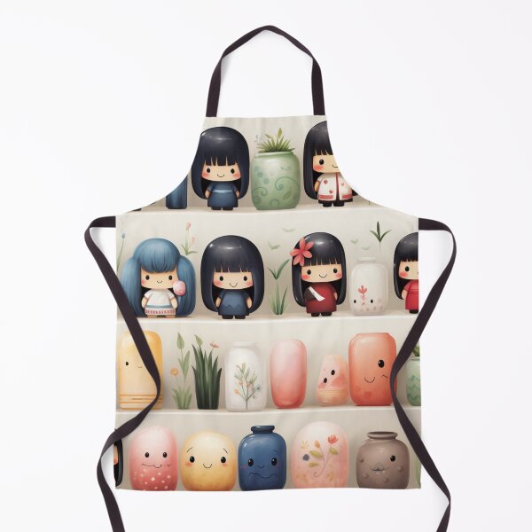 Item preview, Kawaii Kokeshi Dolls digital paper Seamless designed and sold by Khun-Teera.