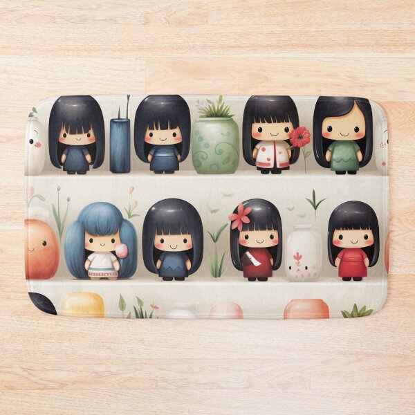 Item preview, Kawaii Kokeshi Dolls digital paper Seamless designed and sold by Khun-Teera.