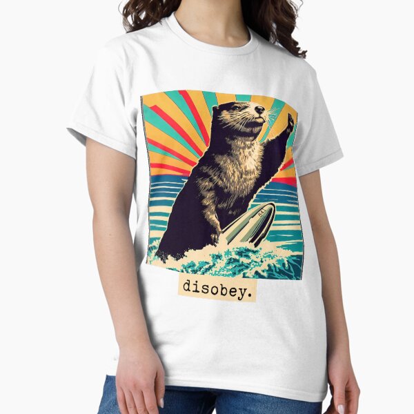 Vista previa del artículo con la obra «desobedecer. nutria surfista 841 [fondo blanco]», diseñado y vendido por Redwood9.