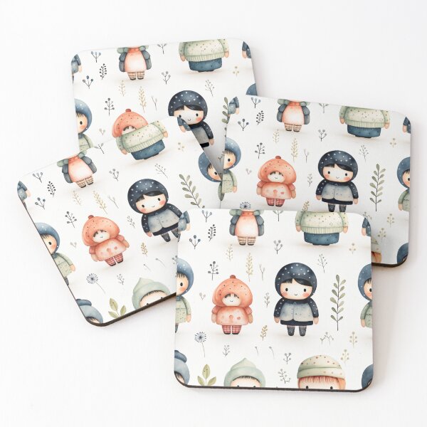 Item preview, Kawaii Kokeshi Dolls digital paper Seamless designed and sold by Khun-Teera.