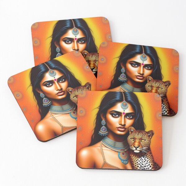 Item preview, Beautiful Indian girl and leopard  designed and sold by Roxburylane.
