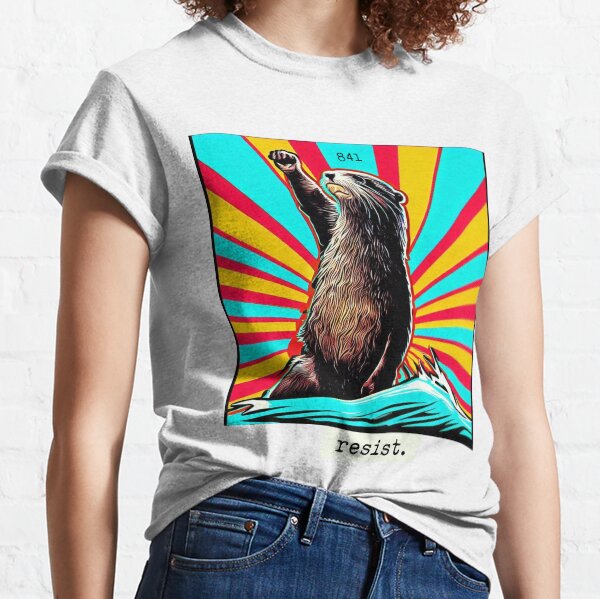 Vista previa del artículo con la obra «resistirse. nutria surfista 841 [fondo blanco]», diseñado y vendido por Redwood9.