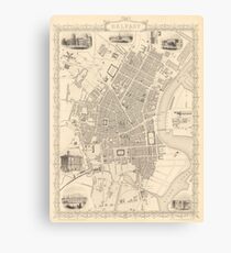 Vintage Map of Belfast Ireland (1851) Canvas Print