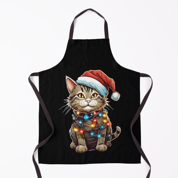 Item preview, Cat Tangled in Christmas Lights Santa designed and sold by Peculiarts.