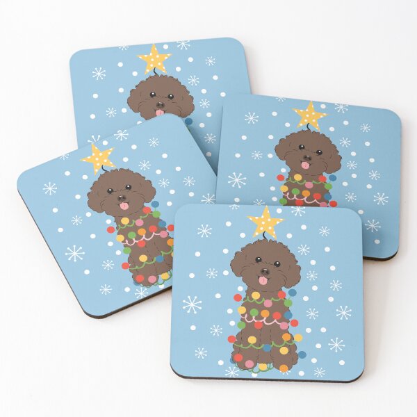 Item preview, Chocolate Toy Poodle Christmas Tree  designed and sold by Lulupainting.