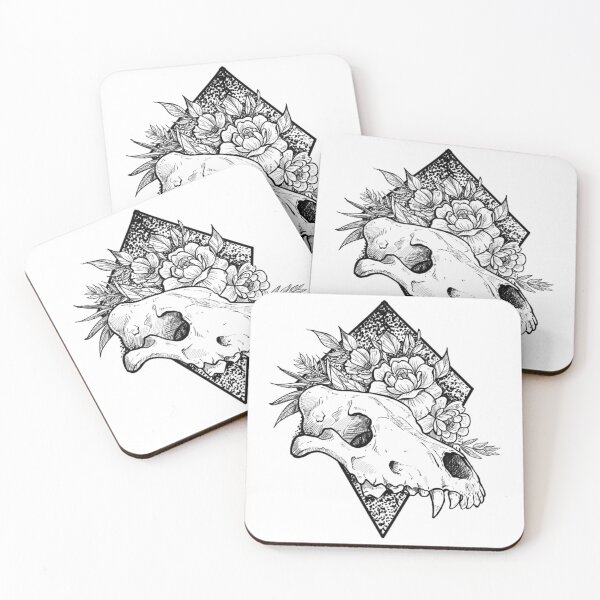 Item preview, Wolf skull with flowers designed and sold by BlackForge.