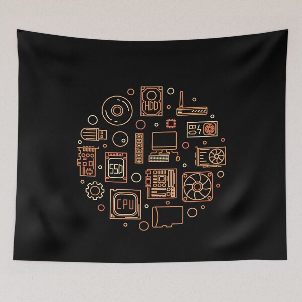 Item preview, Computer Components linear creative design for IT Nerds and PC lovers designed and sold by venomousvector.