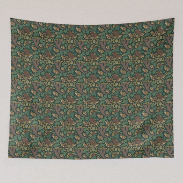 Item preview, "Enchanting Woodland Artwork: Seamless Pattern in Forest Greens and Browns with Charming Creatures" designed and sold by Best-Art-32.