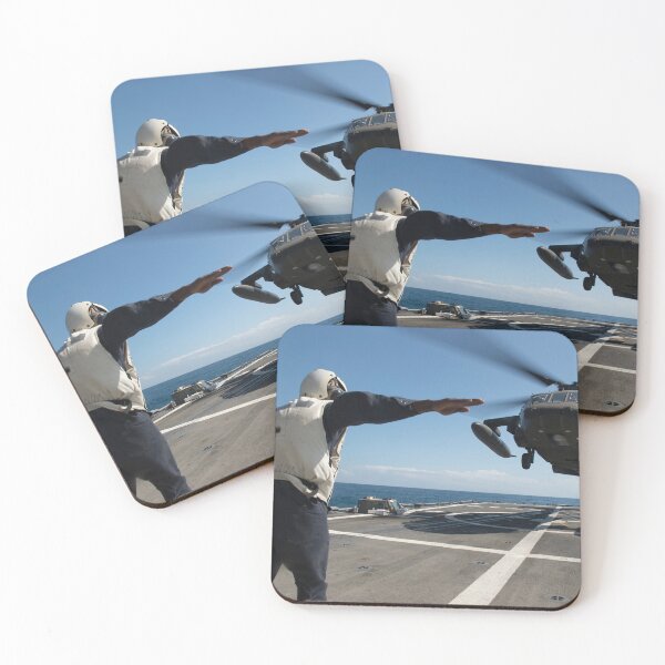 Item preview, STK109174M-A UH-60L Black Hawk helicopter is guided to the flight deck of USS Kauffman. designed and sold by StocktrekImages.