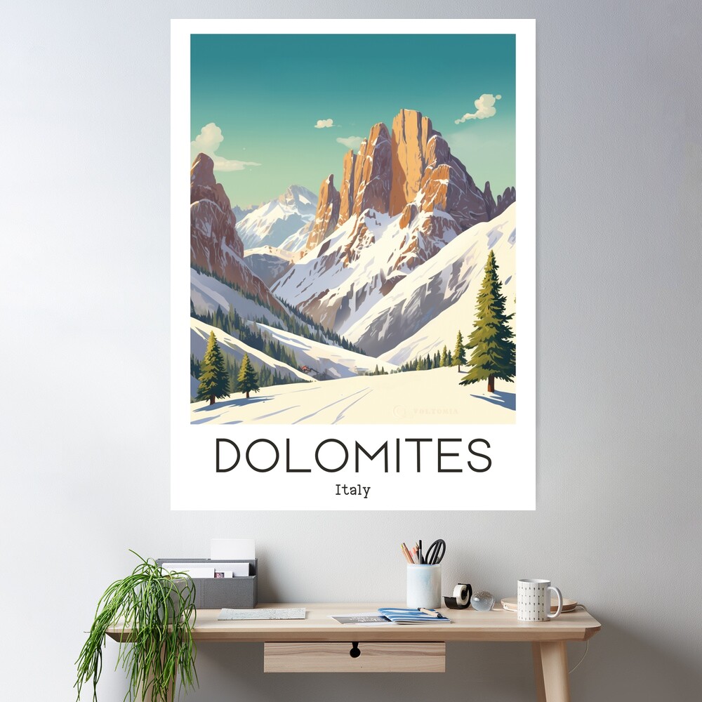 Dolomites Italy - Poster De Voyage Vintage - 50 X 75 Cm - Impression Sur Toile Pour Salon, Chambre, Dortoir, Maison, Bureau - Décoration Murale