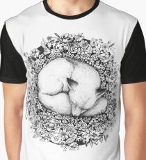 Fox Sleeping in Flowers Graphic T-Shirt