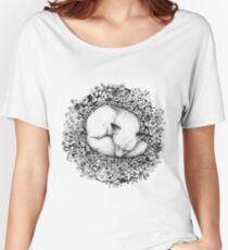 Fox Sleeping in Flowers Women's Relaxed Fit T-Shirt