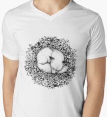 Fox Sleeping in Flowers Men's V-Neck T-Shirt