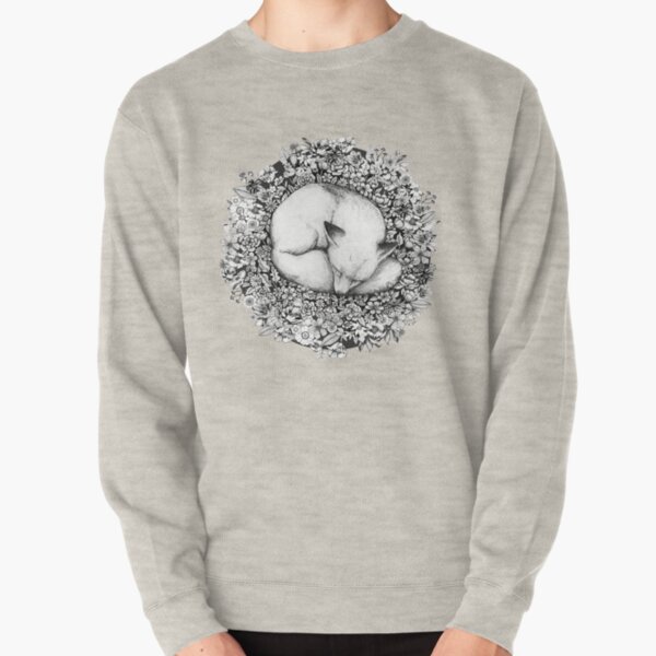 Fox Sleeping in Flowers Pullover Sweatshirt