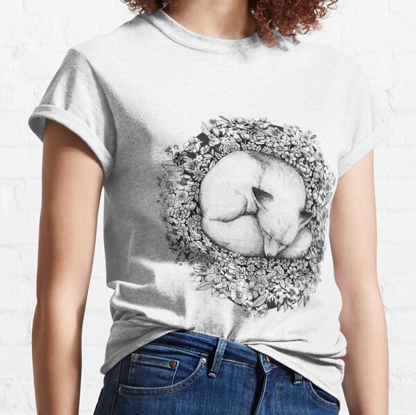 Fox Sleeping in Flowers Classic T-Shirt