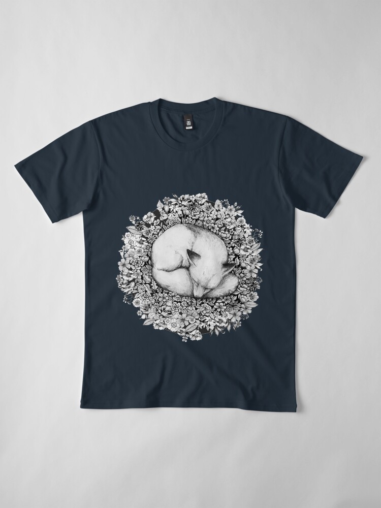 Alternate view of Fox Sleeping in Flowers Premium T-Shirt